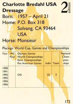 1995 Collect-A-Card Equestrian #172 Charlotte Bredahl / Monsieur Back